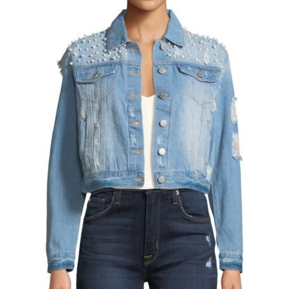 Pearlescent-Yoke Destroyed Denim Jacket - Picture 2 of 7